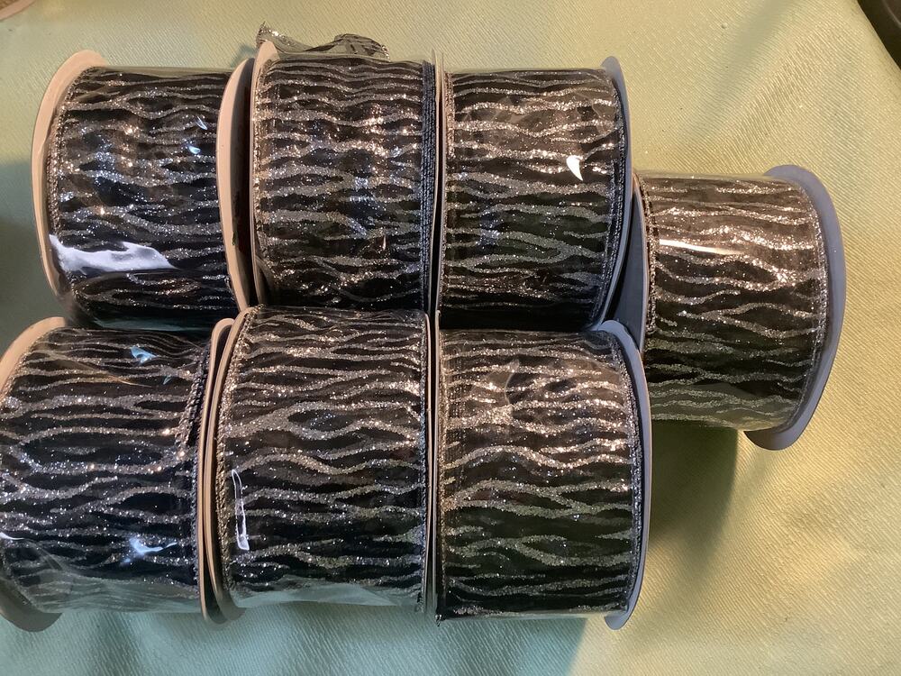 Celebrate It Ribbon Wire 7 Rolls New Black Silver